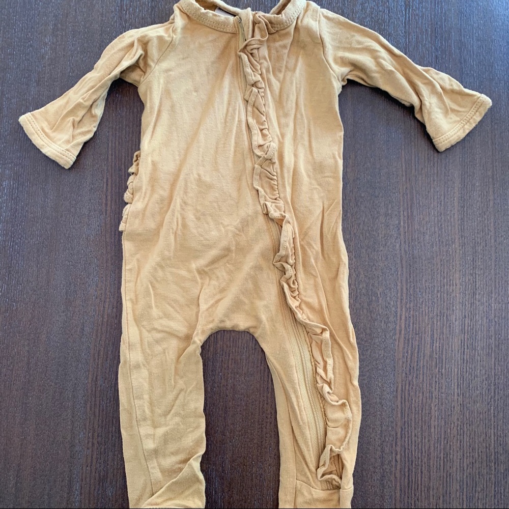 Spearmint Love Tan Ruffle Romper